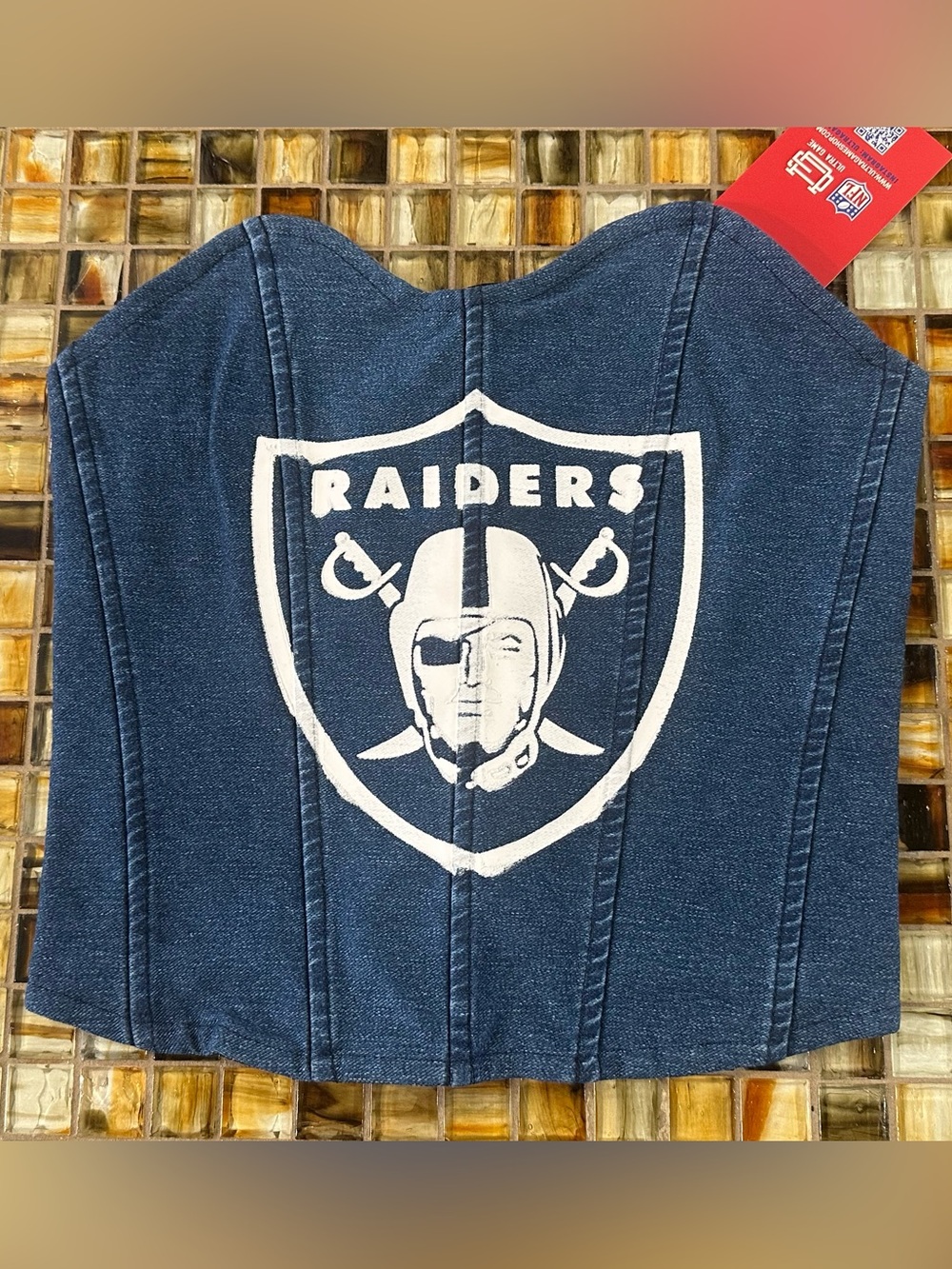 NWT Women’s Las Vegas Raiders Ultra Game Denim Corset Top~XS~$40